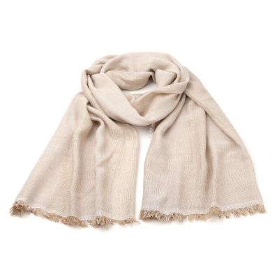 Women's Linen and Cotton Scarf with Gold Stripes HatYou | 90x180 cm | Beige