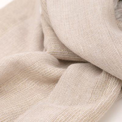Women's Linen and Cotton Scarf with Gold Stripes HatYou | 90x180 cm | Beige