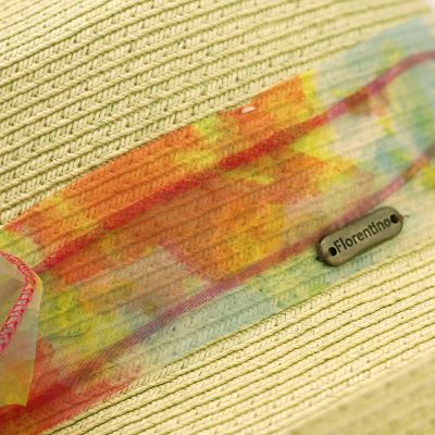 Women's Summer Hat with Turned-Up Brim and Colorful Scarf Fratelli Mazzanti | Yellow
