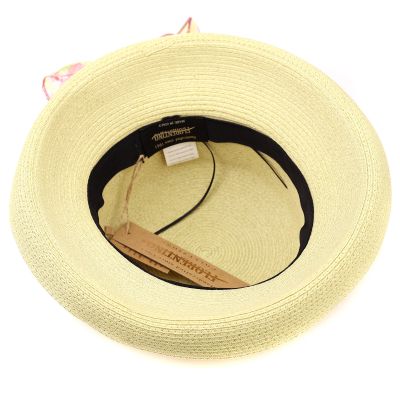 Women's Summer Hat with Turned-Up Brim and Colorful Scarf Fratelli Mazzanti | Yellow