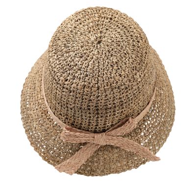Дамска сламена bucket hat шапка с мрежеста плетка  Fratelli Mazzanti | Натурален