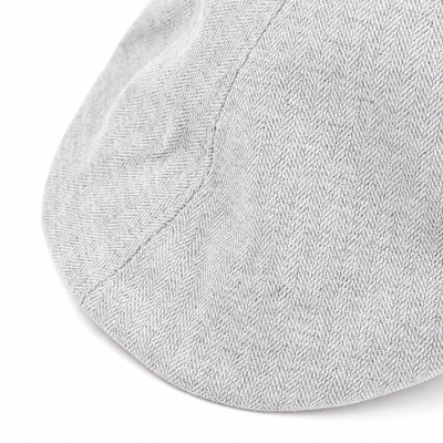 Men's Linen Flat Cap in Herringbone Pattern Fratelli Mazzanti | Light Grey
