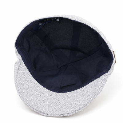 Men's Linen Flat Cap in Herringbone Pattern Fratelli Mazzanti | Light Grey