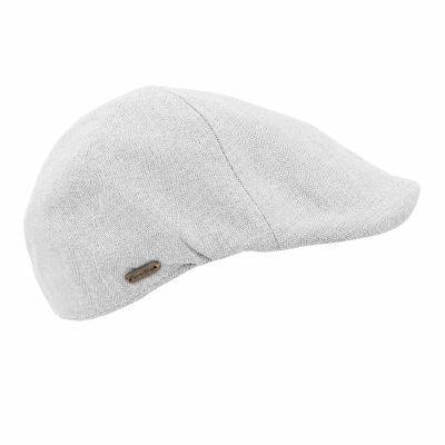 Men's Linen Flat Cap in Herringbone Pattern Fratelli Mazzanti | Light Grey