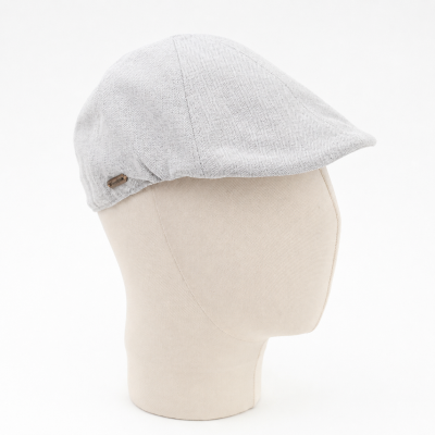 Men's Linen Flat Cap in Herringbone Pattern Fratelli Mazzanti | Light Grey