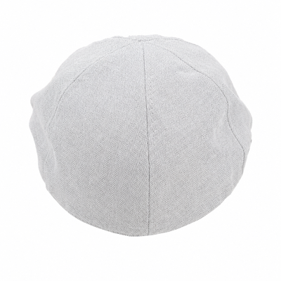 Men's Linen Flat Cap in Herringbone Pattern Fratelli Mazzanti | Light Grey
