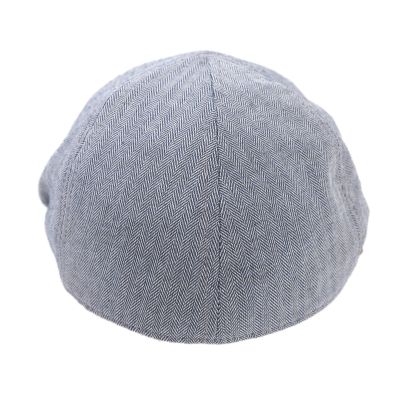 Men's Linen Flat Cap in Herringbone Pattern Fratelli Mazzanti | Denim