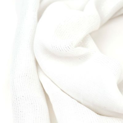 Дамски шал от лен и памук със сребристи райета HatYou | 90x180 см | Бял