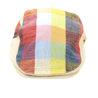 Men's Linen Checked Flat Cap Fratelli Mazzanti | Multicoloured