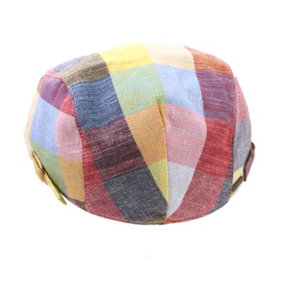 Men's Linen Checked Flat Cap Fratelli Mazzanti | Multicoloured