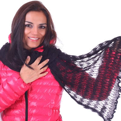 Дамски плетен шал Pulcra Consuelo, Черен